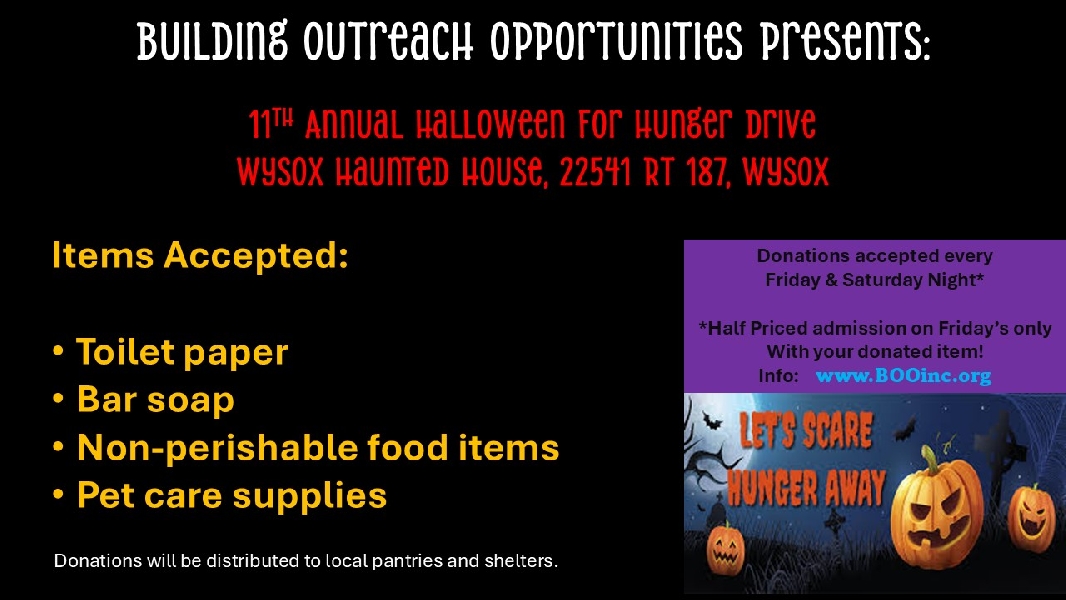 Information on Halloween for Hunger Food Drive